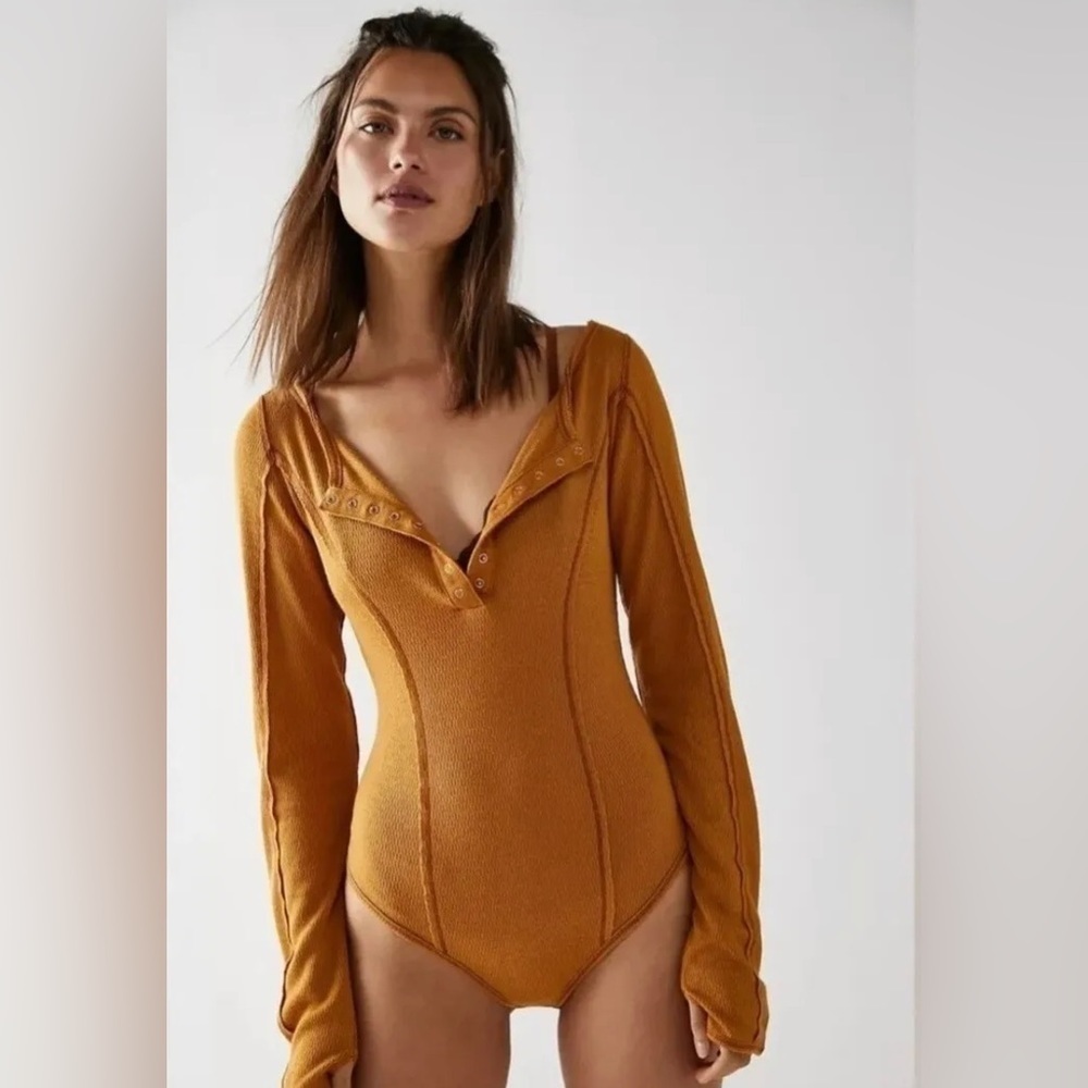 NWT Free People Sloan Bodysuit in Amber